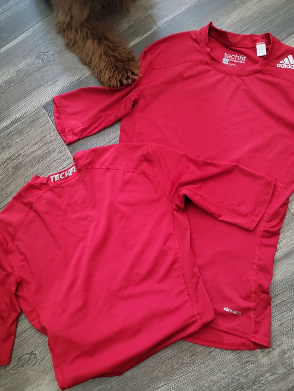 adidas Techfit Compression Top - Red with White Logo